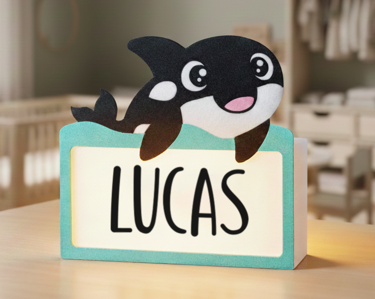 Luz Orca - Lámpara LED infantil 3D personalizada