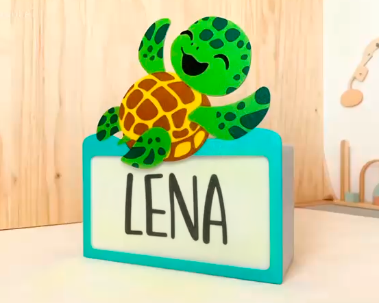 Luz Tortuga - Lámpara LED infantil 3D personalizada