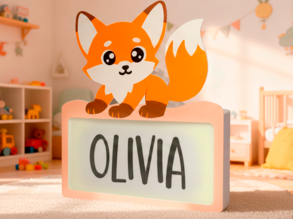 Luz Zorro - Lámpara LED infantil 3D personalizada